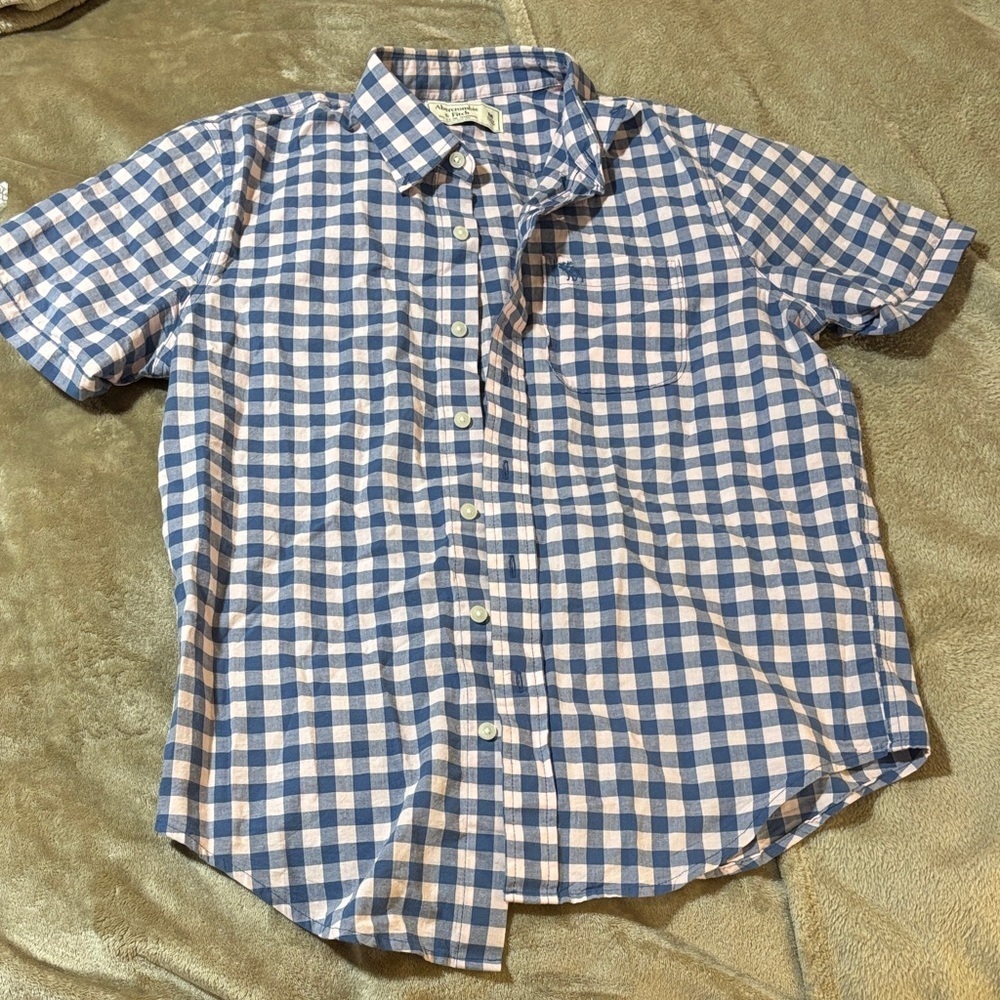 Abercrombie & Fitch Blue and Light Pink Plaid Shirt